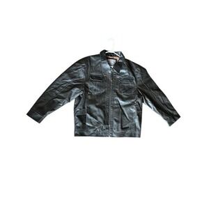 Whispering Smith Faux Leather Full Zip Jacket Pointed Collar Large